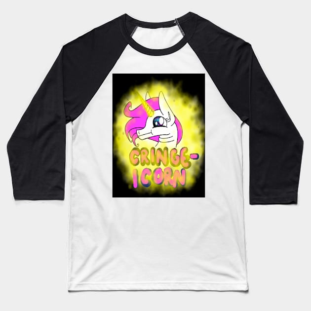 Cringe-icorn Baseball T-Shirt by k8hatfield